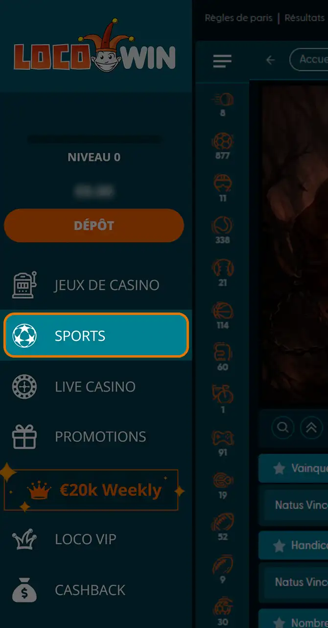 Accédez aux paris e-sport sur mobile.