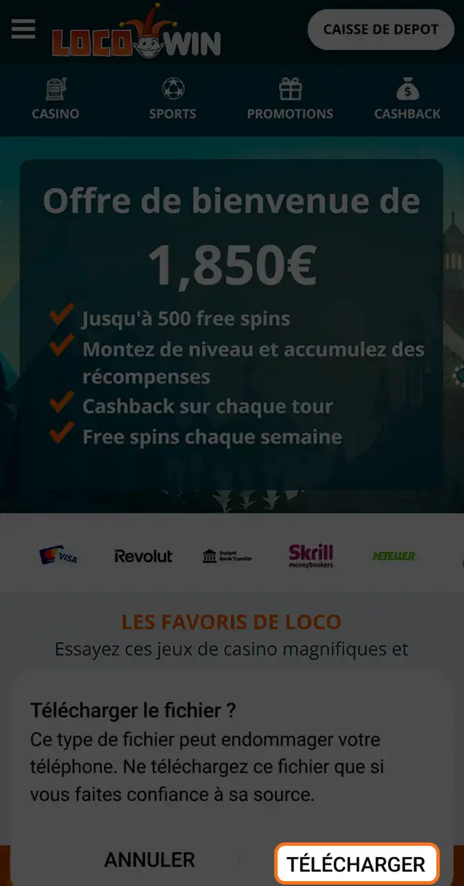 Téléchargez l'application mobile Locowin en ligne.